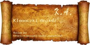 Klenoczki Anikó névjegykártya