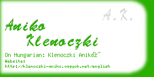 aniko klenoczki business card